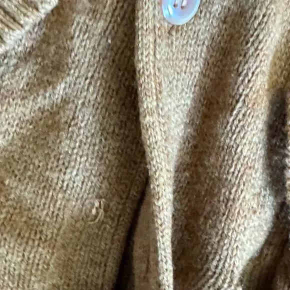 Scotish Shetland 100% Wool Sweater Cardigan Tan Medium - Picture 5 of 5